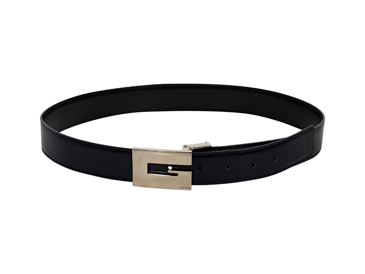 Black Gucci Leather Square Buckle Belt im Zustand „Gut“ in New York, NY