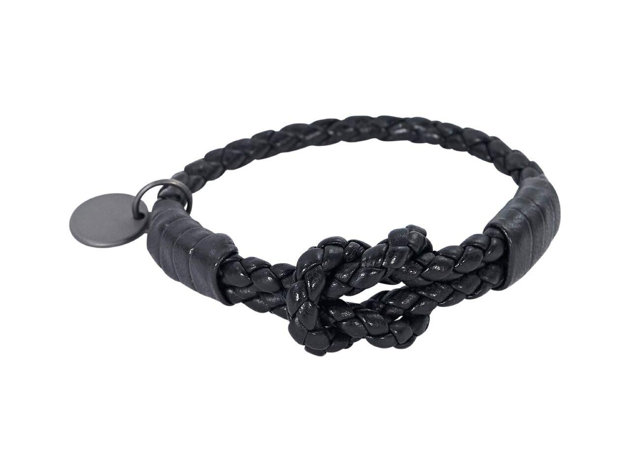 Black Bottega Veneta Braided Leather Bracelet In Good Condition In New York, NY