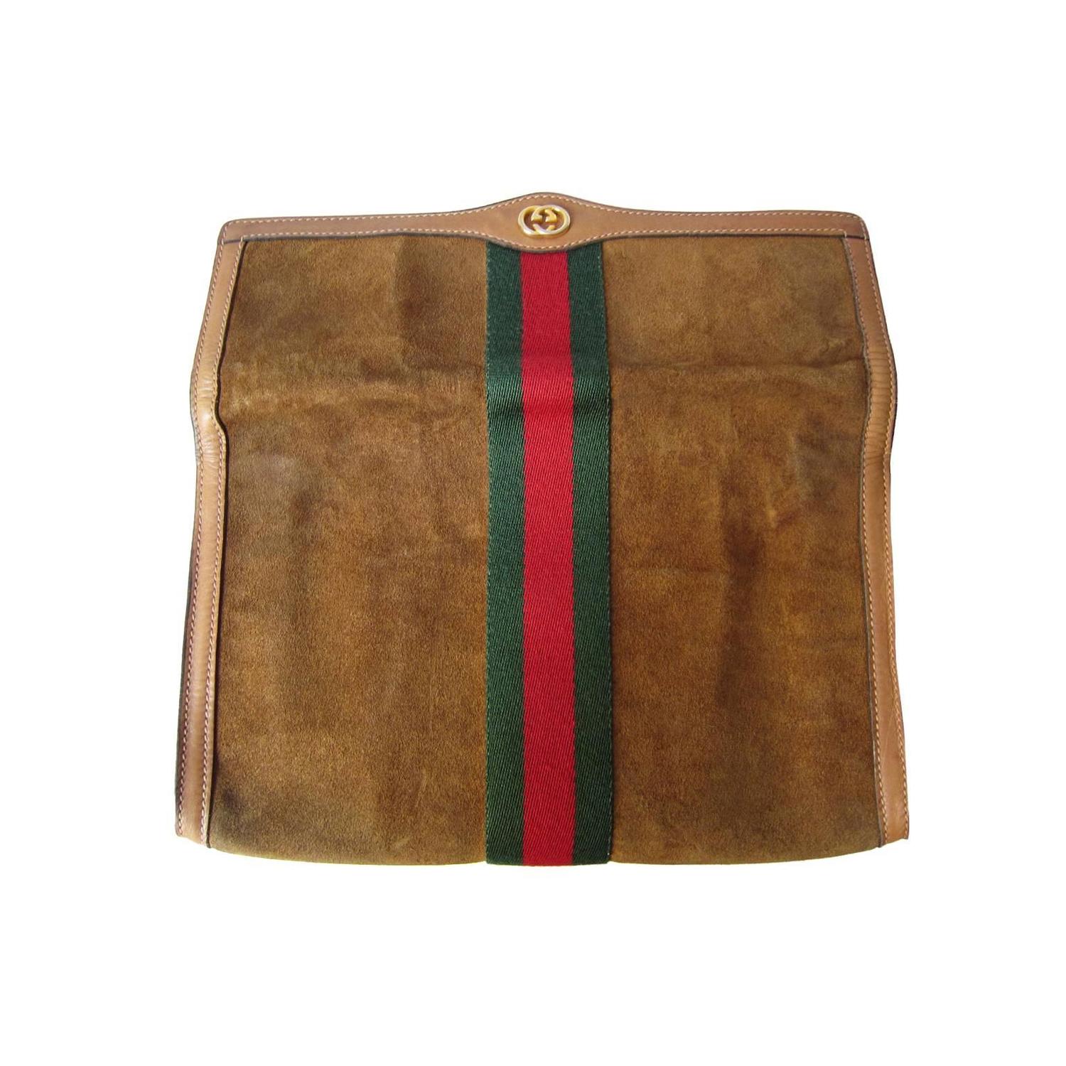 Gucci Classic Suede Clutch Bag 60s at 1stdibs