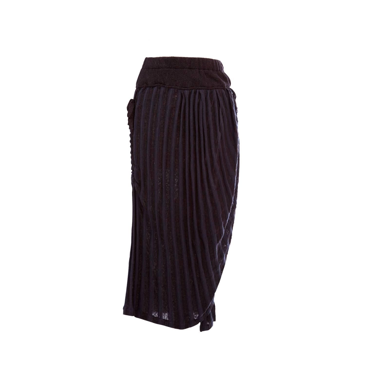 Black Issey Miyake Draping Woven Legging Skirt Set 1980s