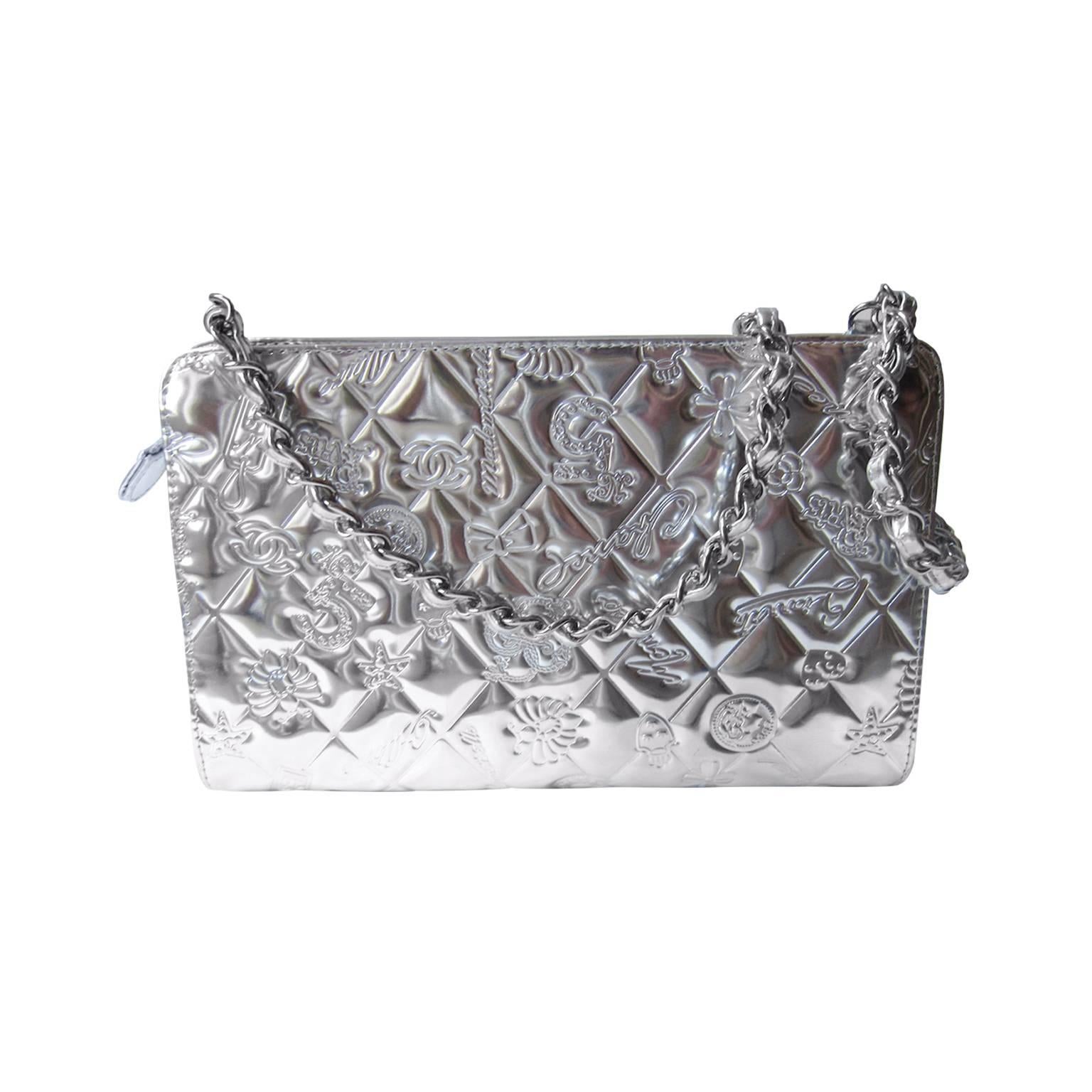 Chanel CC Symbols Metallic Silver Charm Bag 1999 1