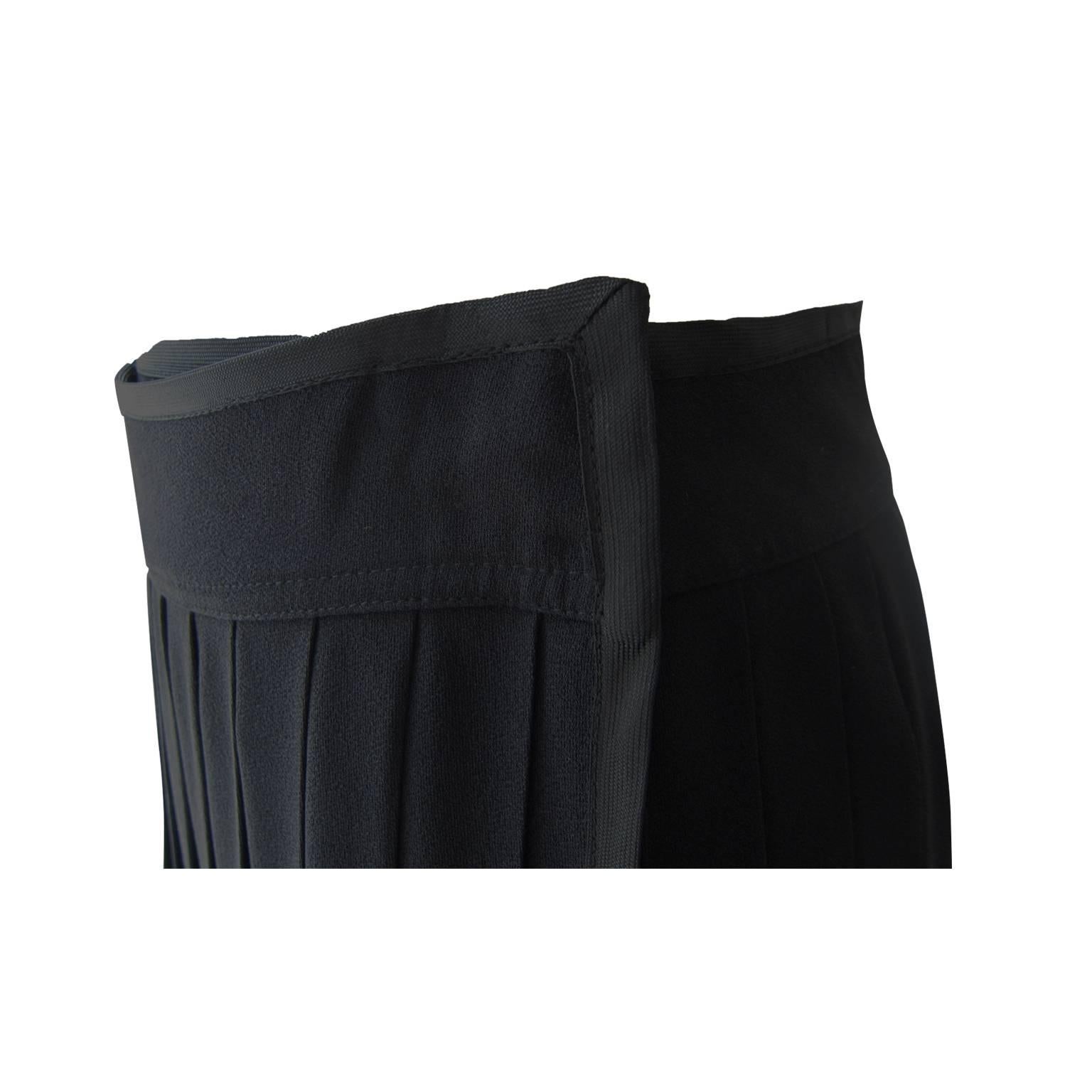 Yves Saint Laurent Black Pleated Skirt 1970s 2