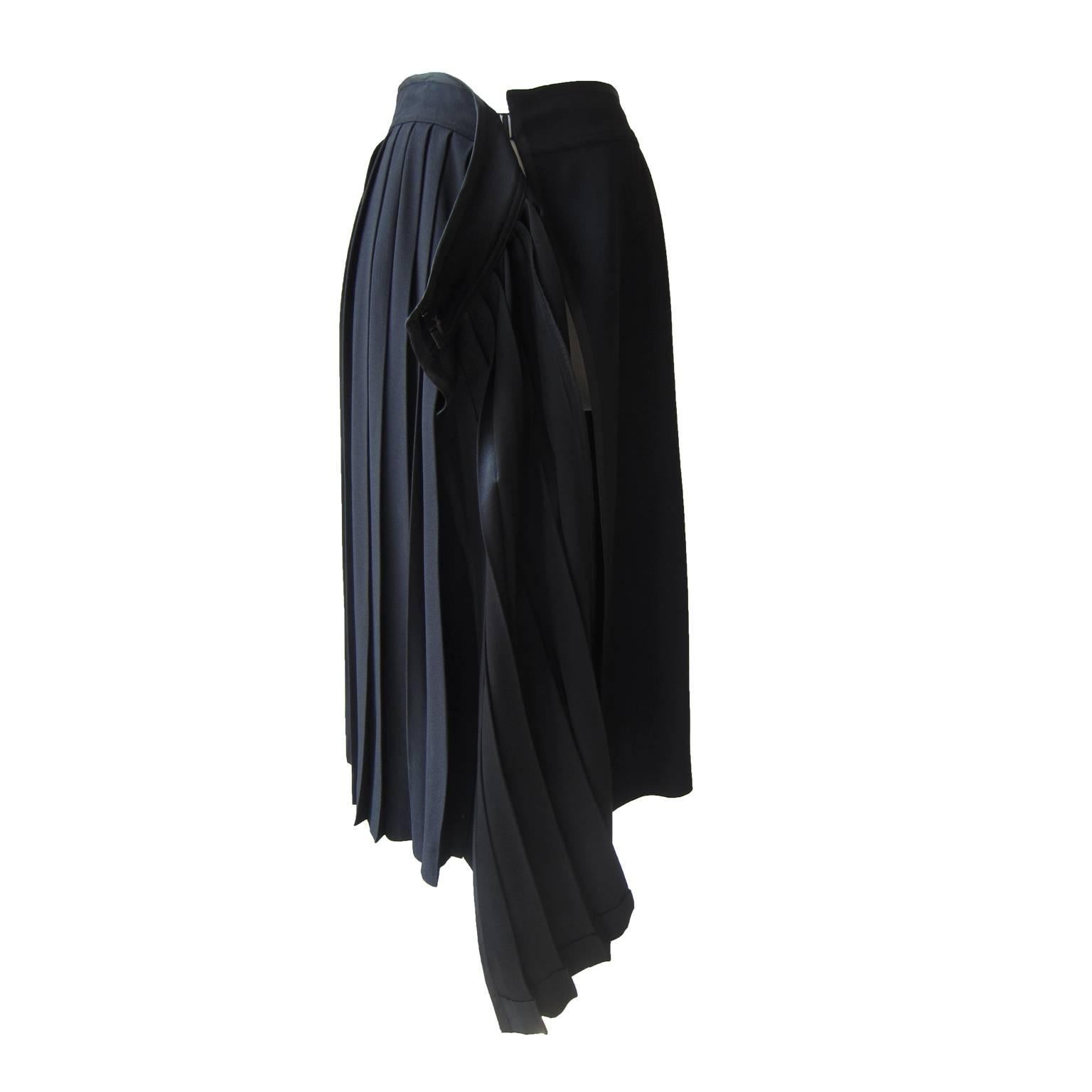 Yves Saint Laurent Black Pleated Skirt 1970s 3