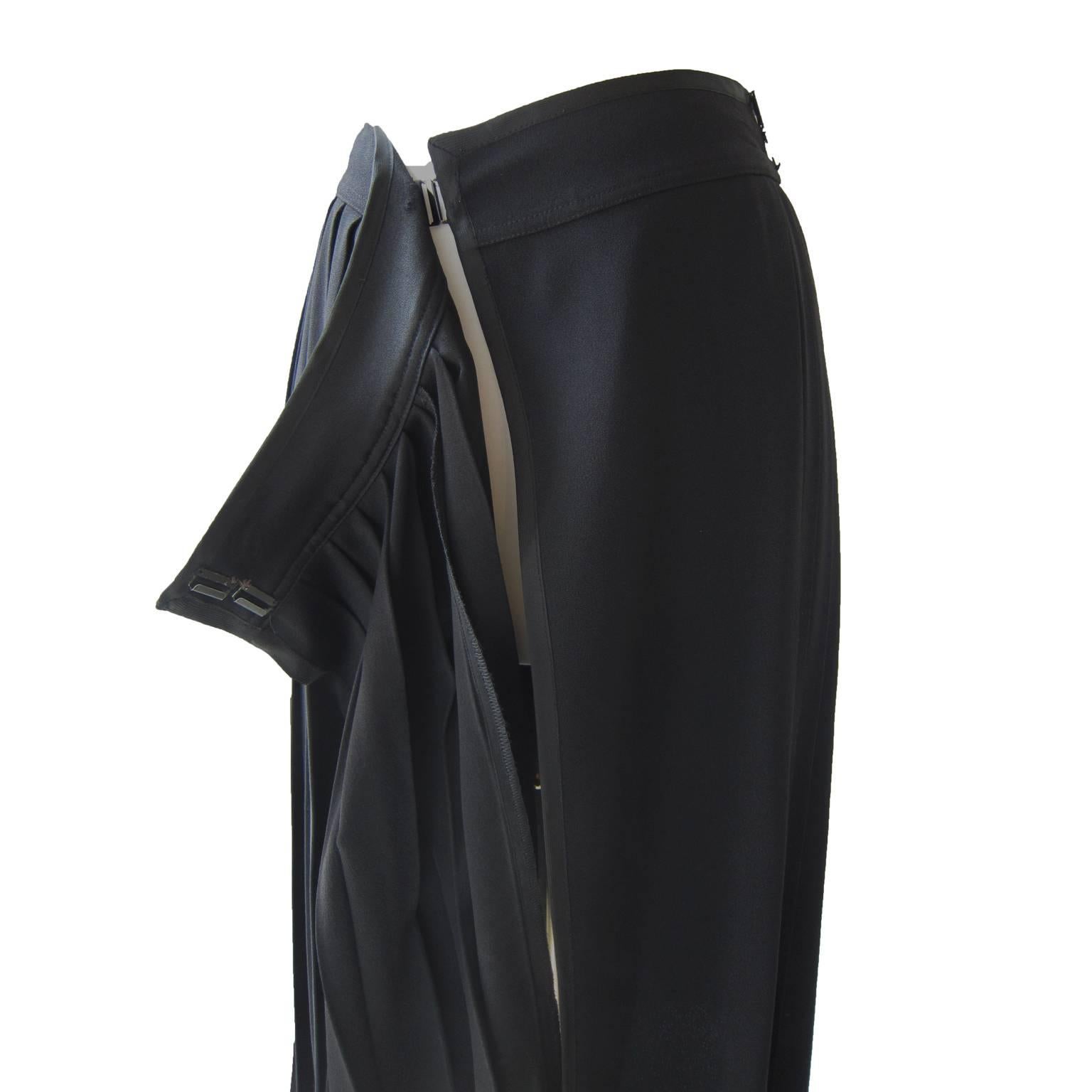Yves Saint Laurent Black Pleated Skirt 1970s 4