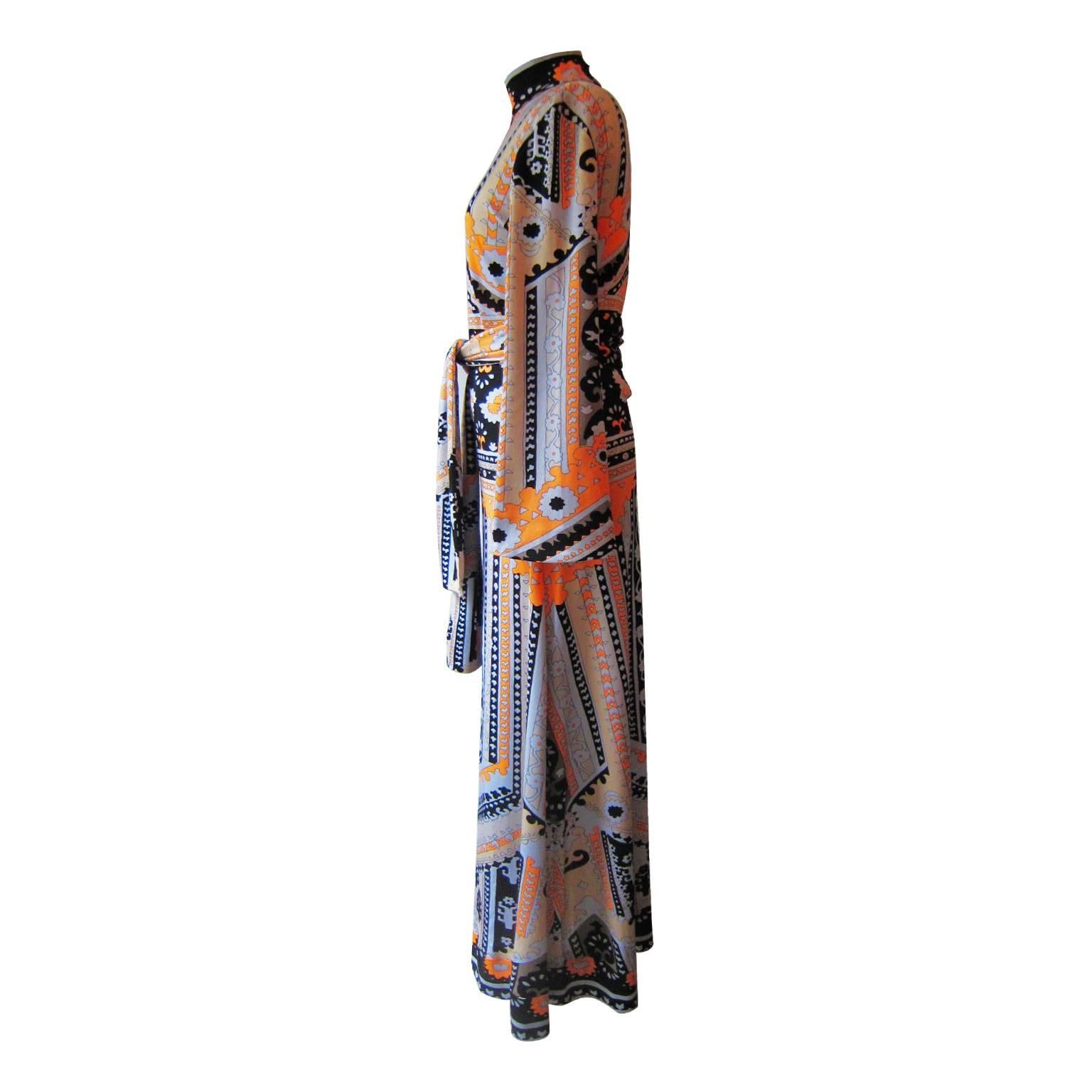 Beige Lanvin Dress Multi Colour 1970s For Sale