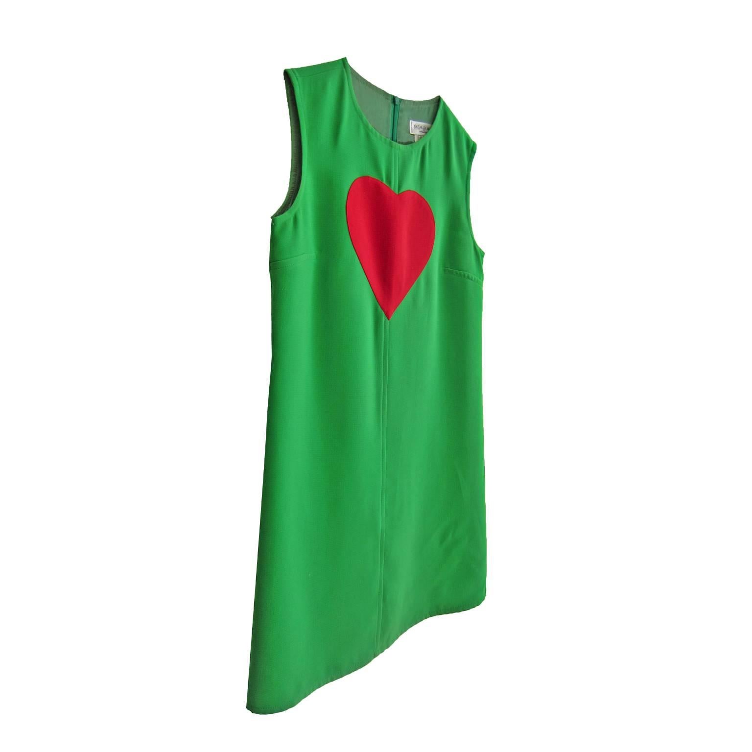 Yves Saint Laurent Bicolour Red Heart Dress 1980s In Excellent Condition In Berlin, DE