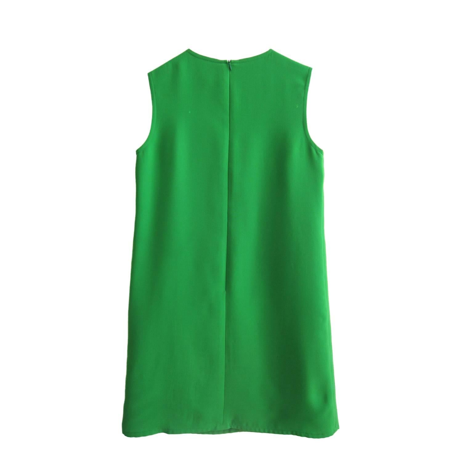 Green Yves Saint Laurent Bicolour Red Heart Dress 1980s