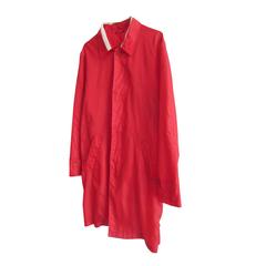 Helmut Lang Bi Colour Stripe Detail Red Nylon Coat 1997