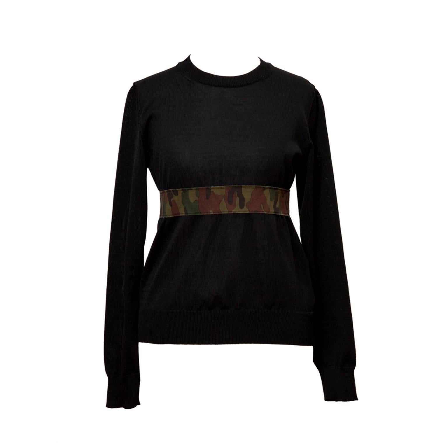 Comme des Garcons Schwarzes Top mit Camouflage-Muster AD 2001 im Angebot