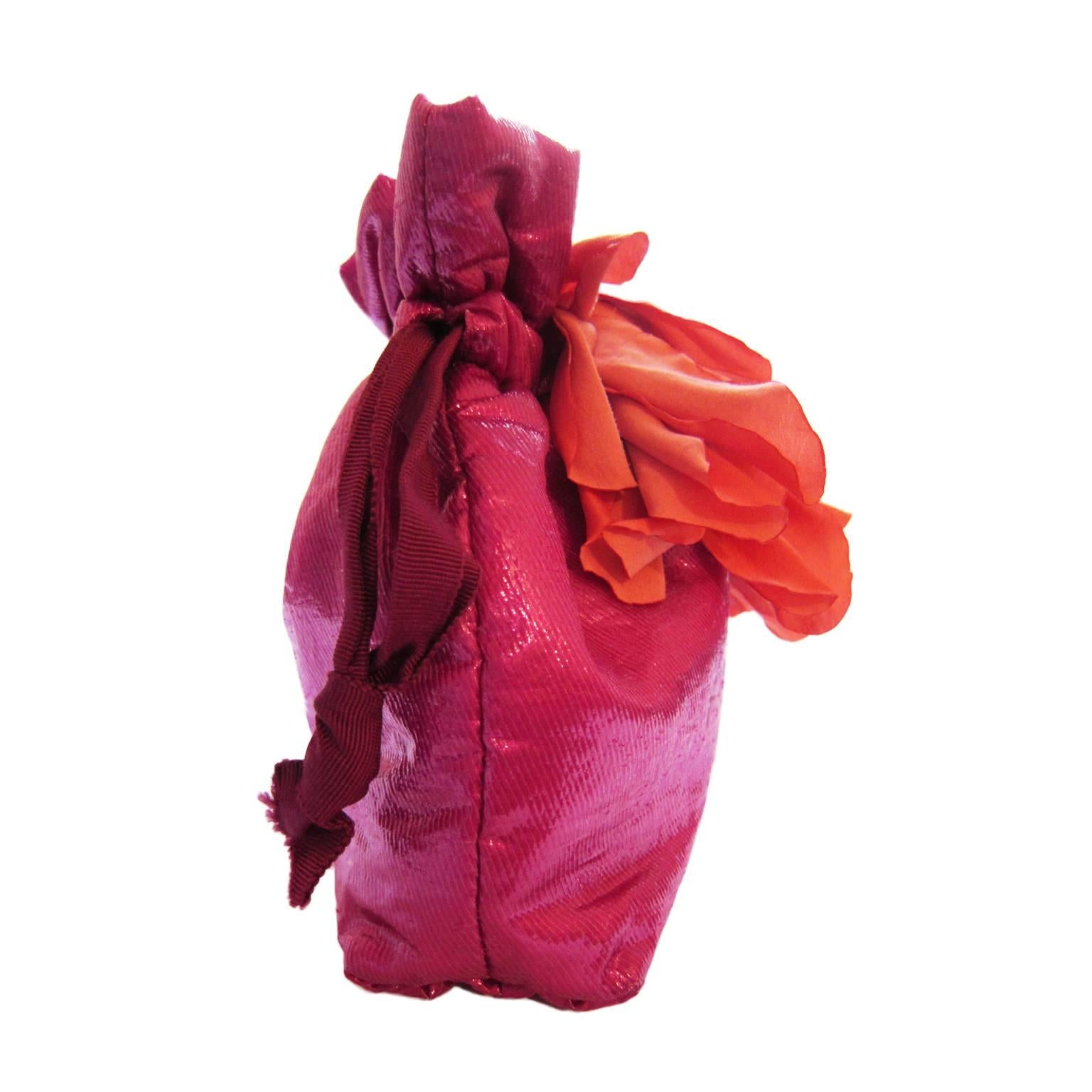 Lanvin Pink Purse Bag Orange Flower  1