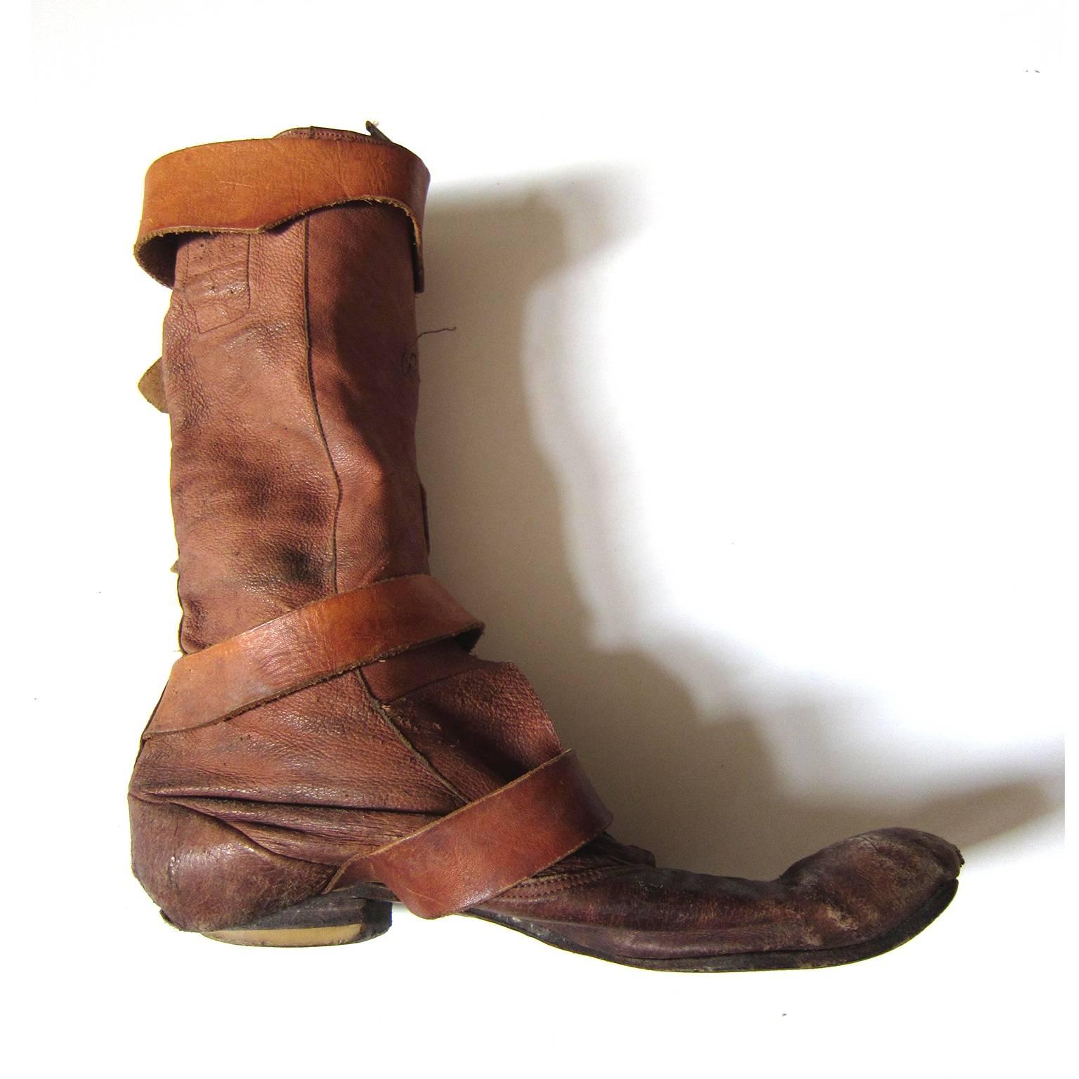 Brown Worlds End Strap Boots Vivienne Westwood / Malcolm Mclaren 1982-1983 For Sale