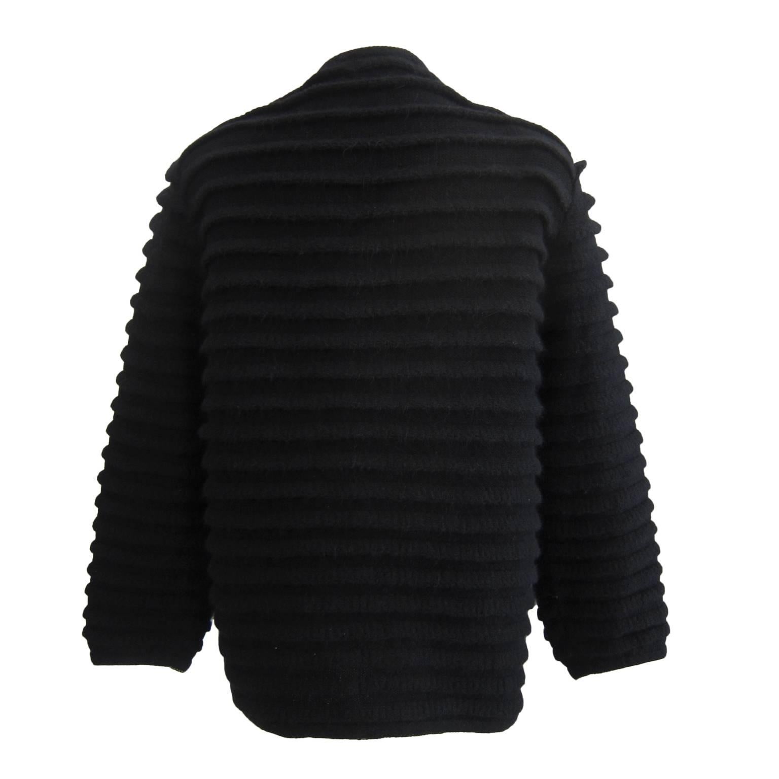 Issey Miyake Black Pleated Cardigan Jacket 1980s 1