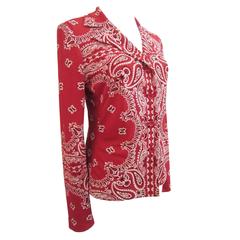 Vintage Todd Oldham Times Seven Red Paisley Shirt Top 80s