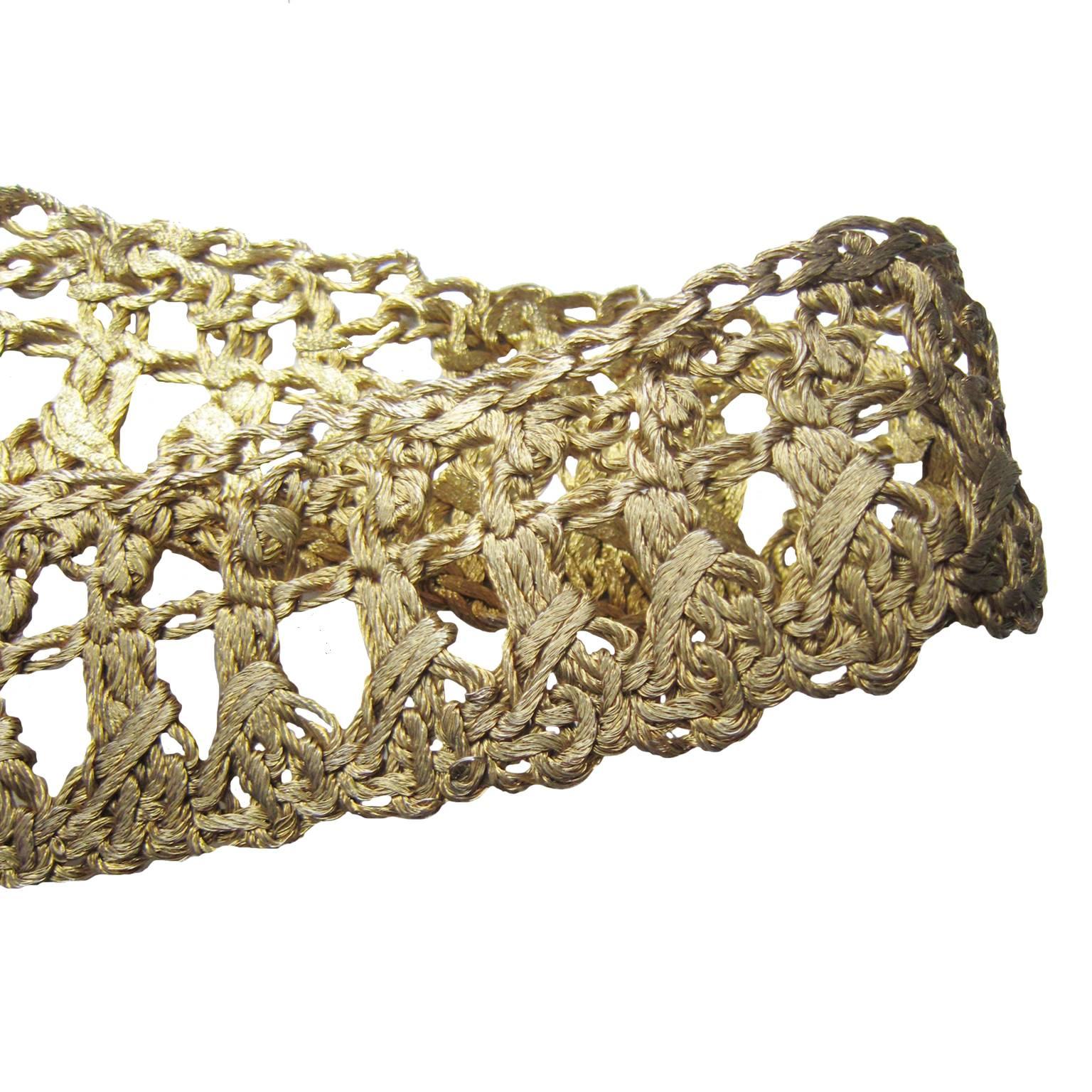 Beige Golden Wire Crochet Belt 1960s