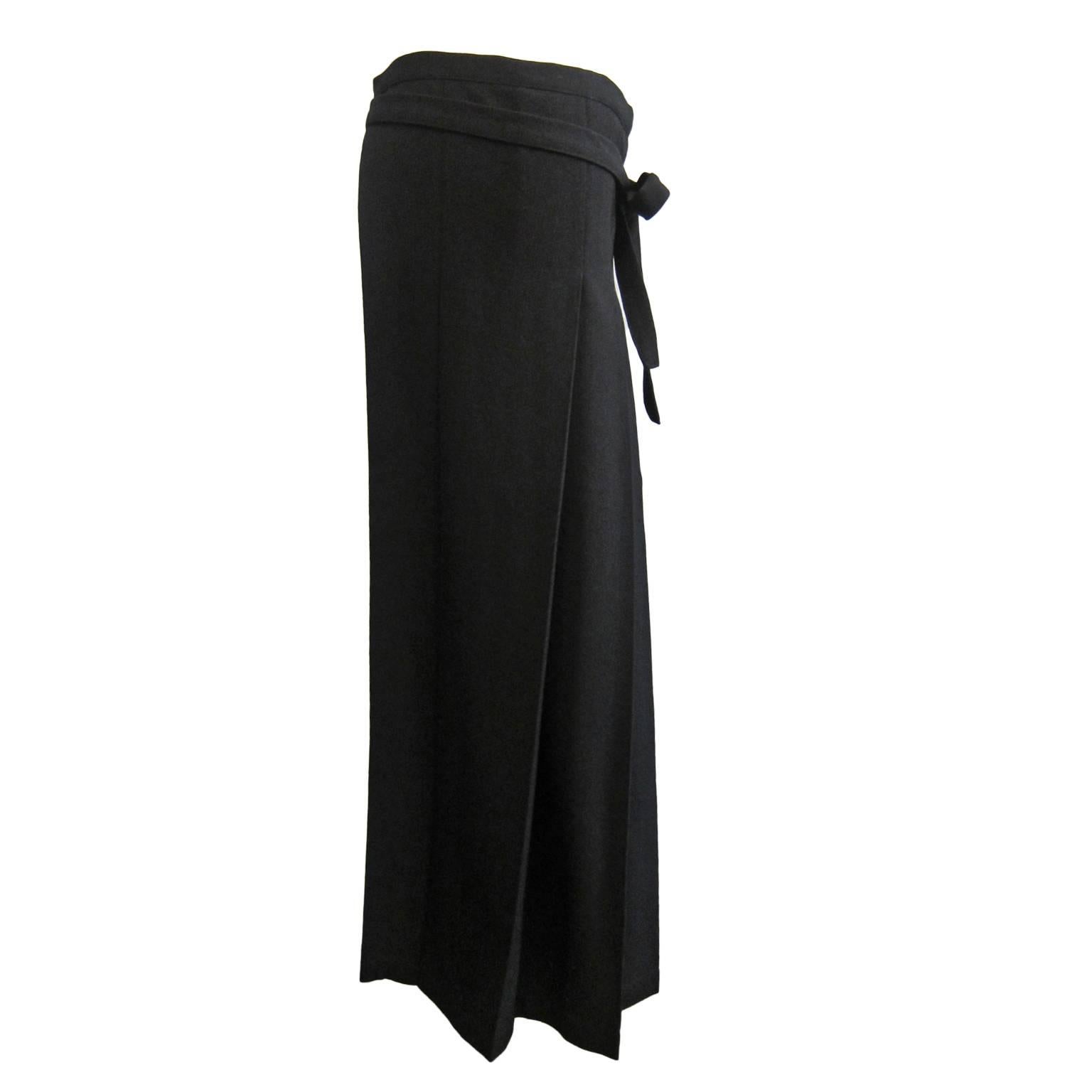 Black Comme des Garcons robe de chambre Pleats Wrap Skirt AD1998 