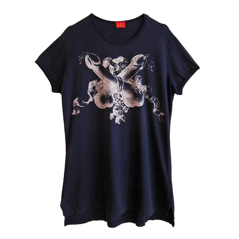 Vivienne Westwood Two Crossed Penises T shirt 90's at 1stDibs