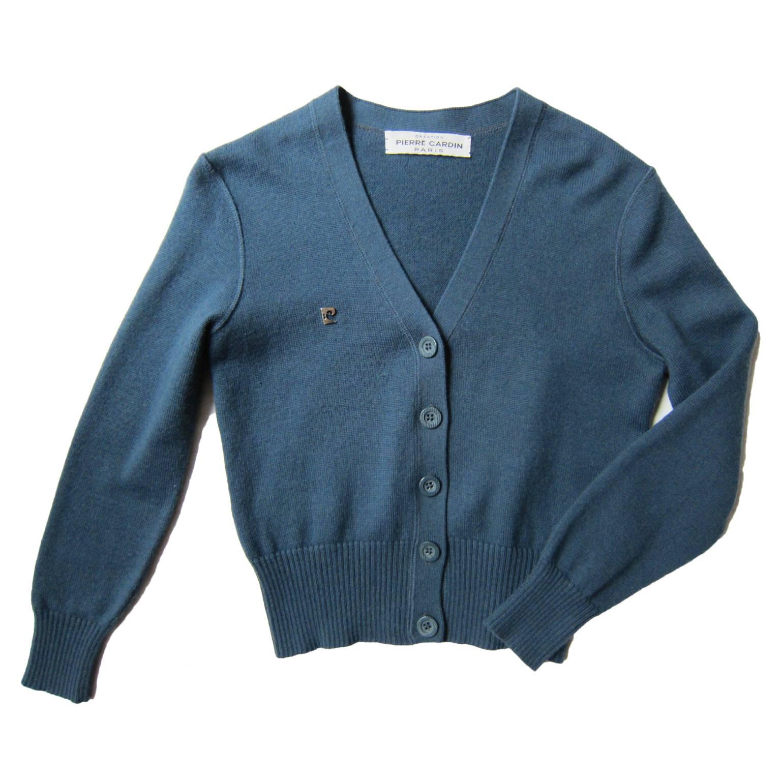 Pierre Cardin Grey Blue Cardigan 1960s