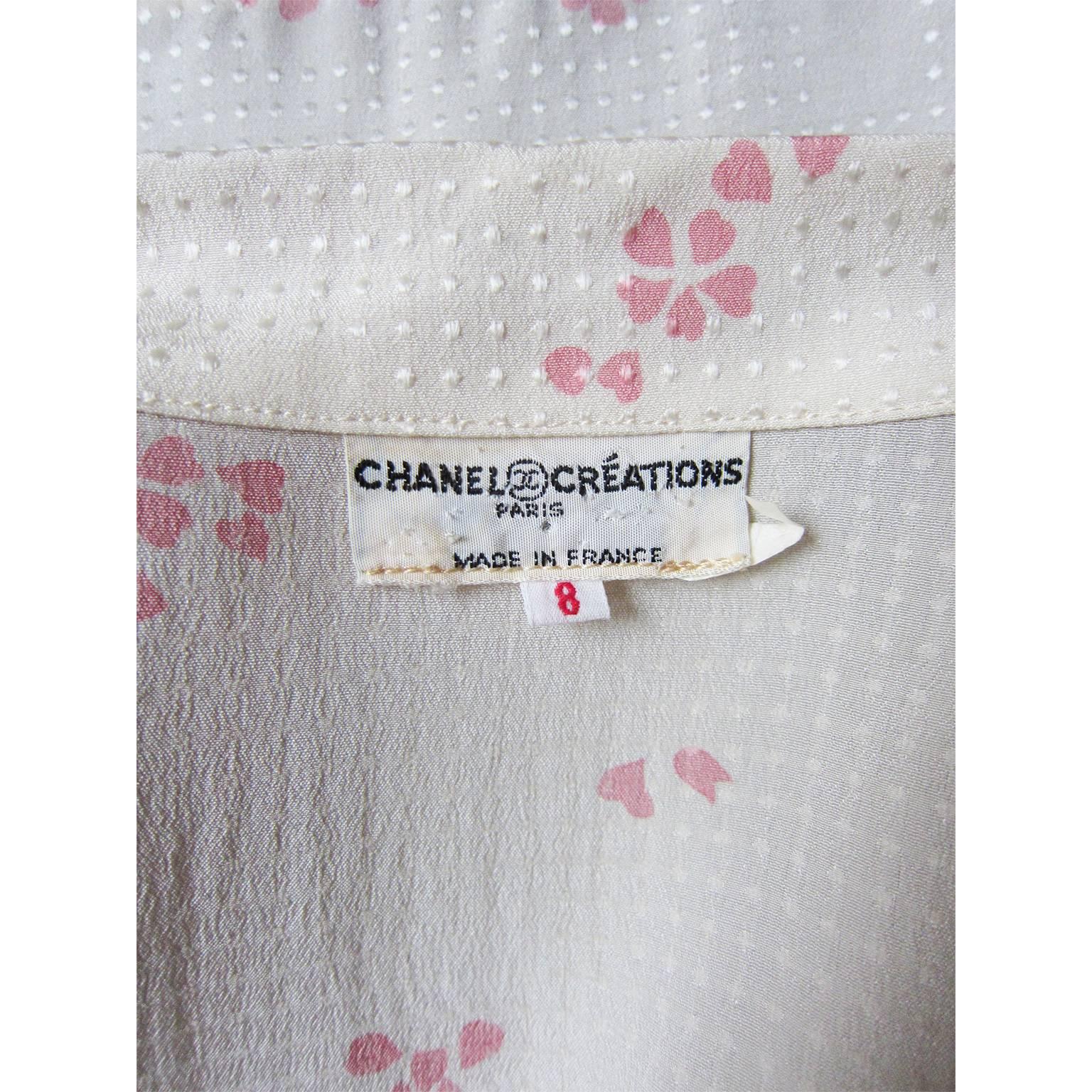 Chanel Cherry Blossom Silk Dress Lion Buttons 1970s 3