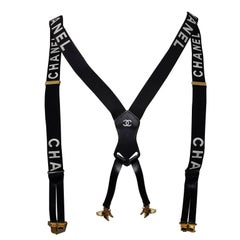 Vintage Chanel Black and White CC Logo Suspenders