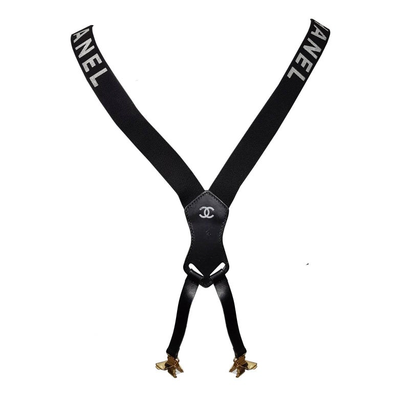 Chanel Black and White CC Logo Suspenders at 1stDibs | faux chanel ...