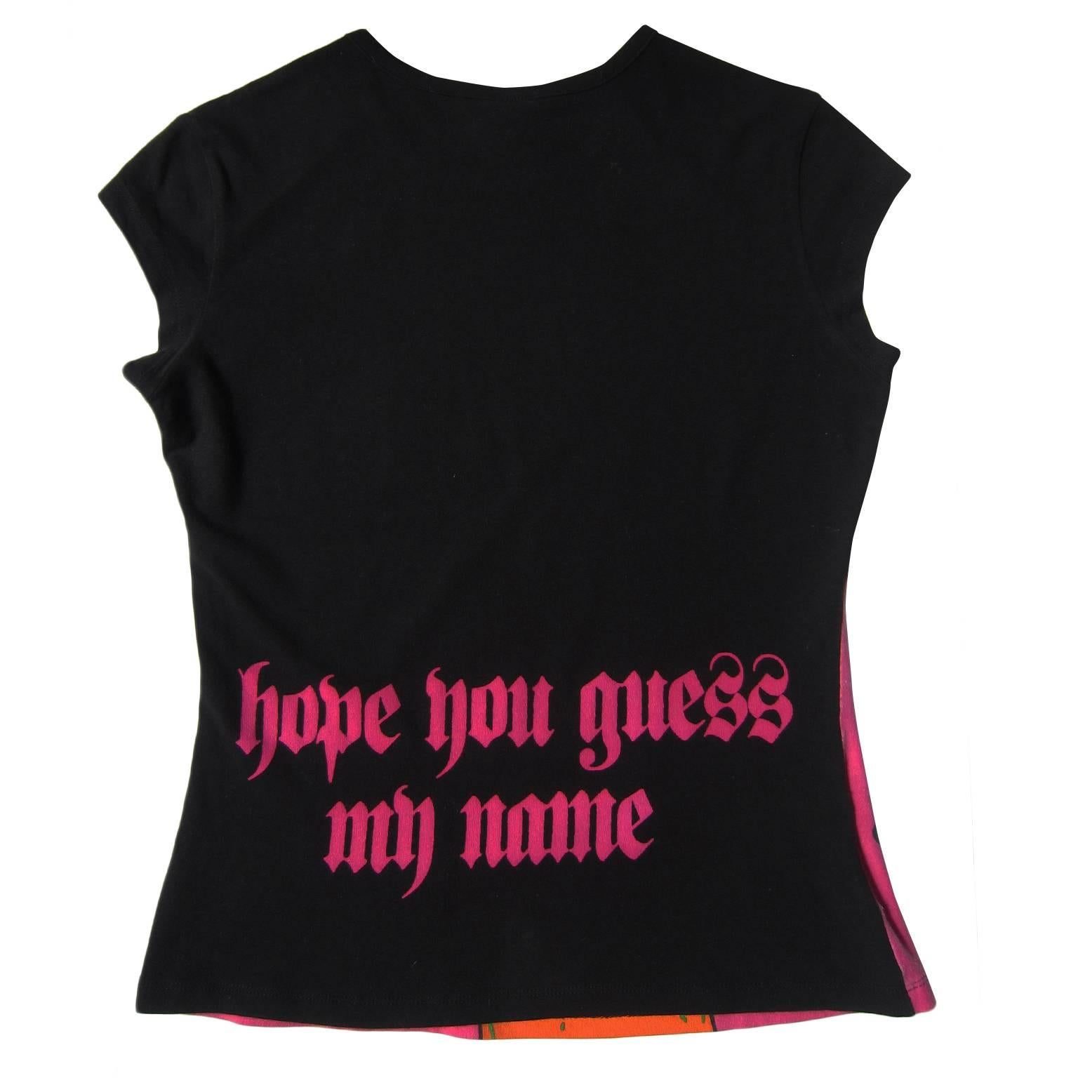 Versace jeans couture vivid color fun pop art style print T shirt of Donatella Versace. Rolling Stones 