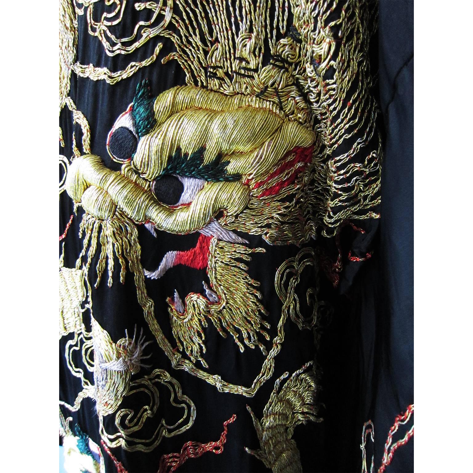 Women's or Men's Golden Dragon Fuku Ryu Kimono Robe, 1940s