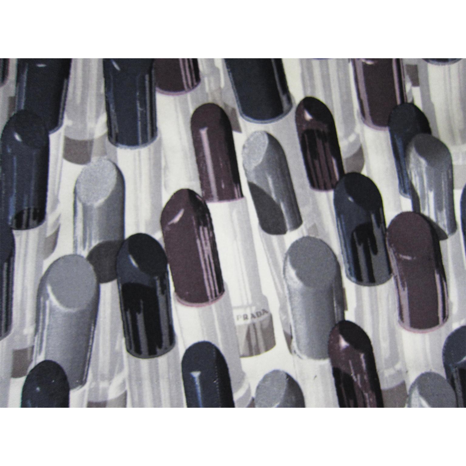 Prada Lipstick Print Skirt Black Grey SS2000 In Good Condition In Berlin, DE