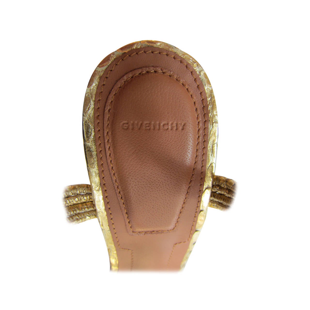 GIVENCHY Metallic Gold Python Sandals 2