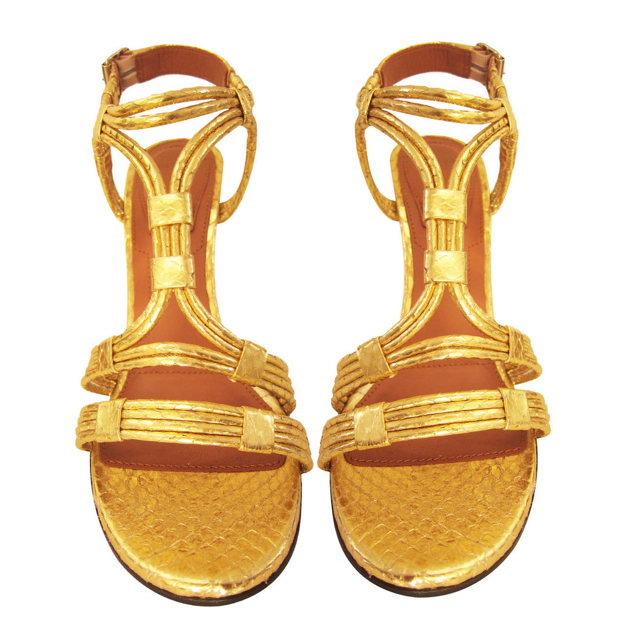 Women's GIVENCHY Metallic Gold Python Sandals
