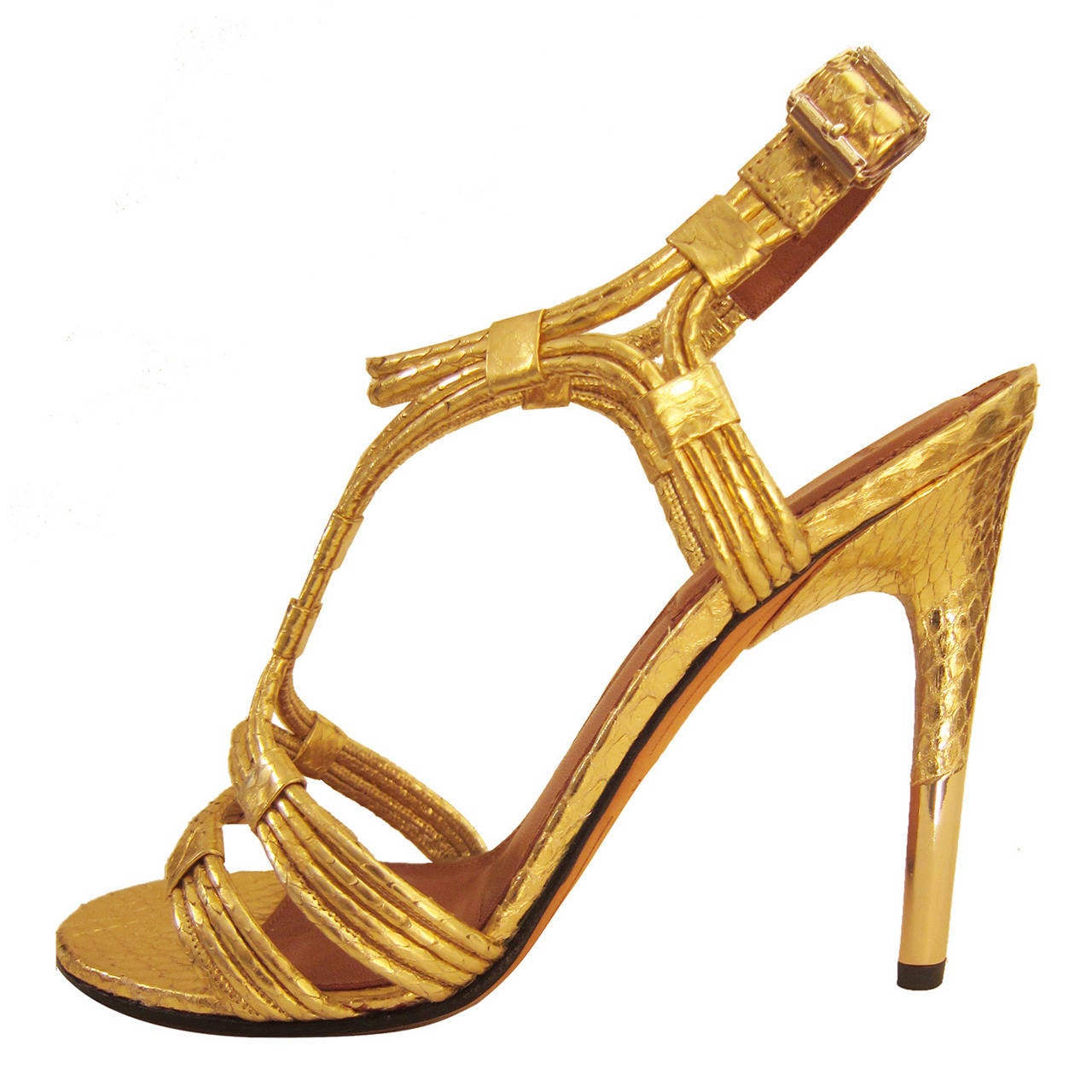 GIVENCHY Metallic Gold Python Sandals