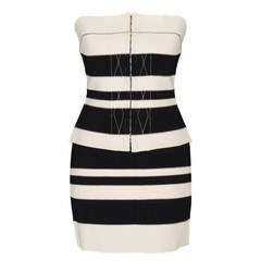 Gianfranco Ferre Black White Striped Bustier Ensemble 5