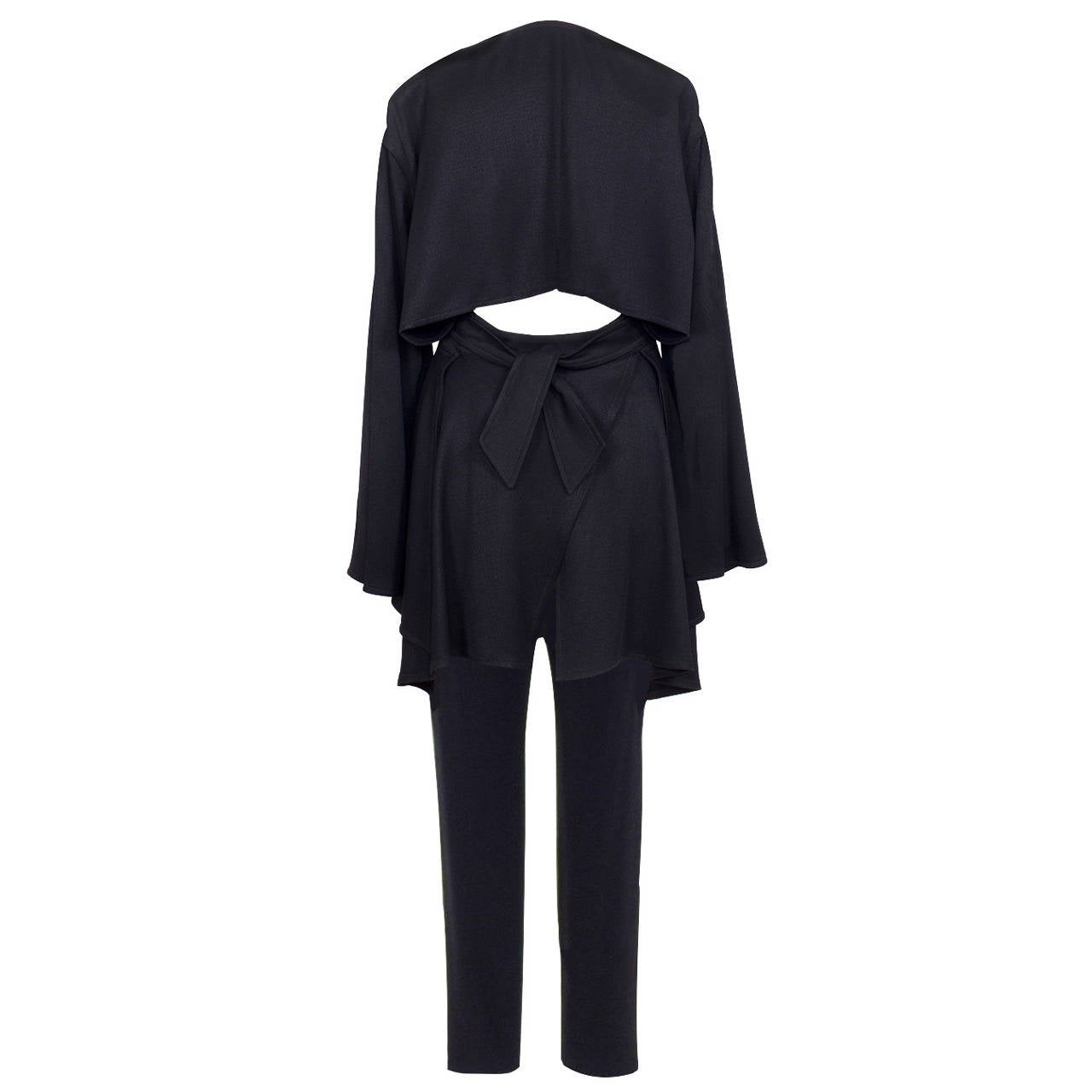 Claude Montana Draped Black Jacket Trouser 1980's For Sale at 1stdibs