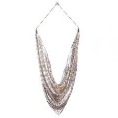 Paco Rabanne Draped Silver Mesh Metal Necklace 4
