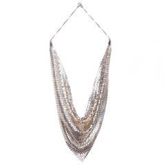 Paco Rabanne Draped Silver Mesh Metal Necklace