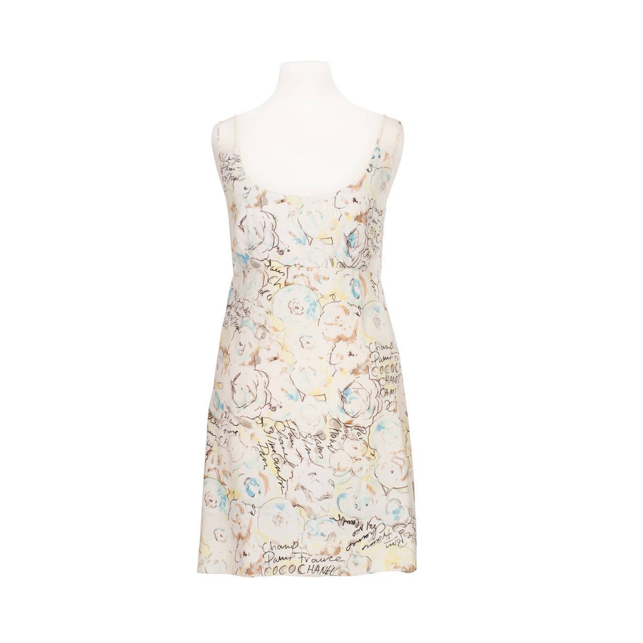 Chanel Pastel Camellia Print Mini Dress 1