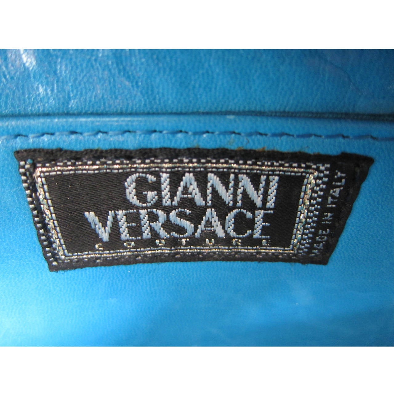 Gianni Versace Couture Rare Turquoise Gold Medusa Chain bag For Sale 1