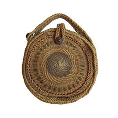 Woven Twirl Basket Round Purse 1920's