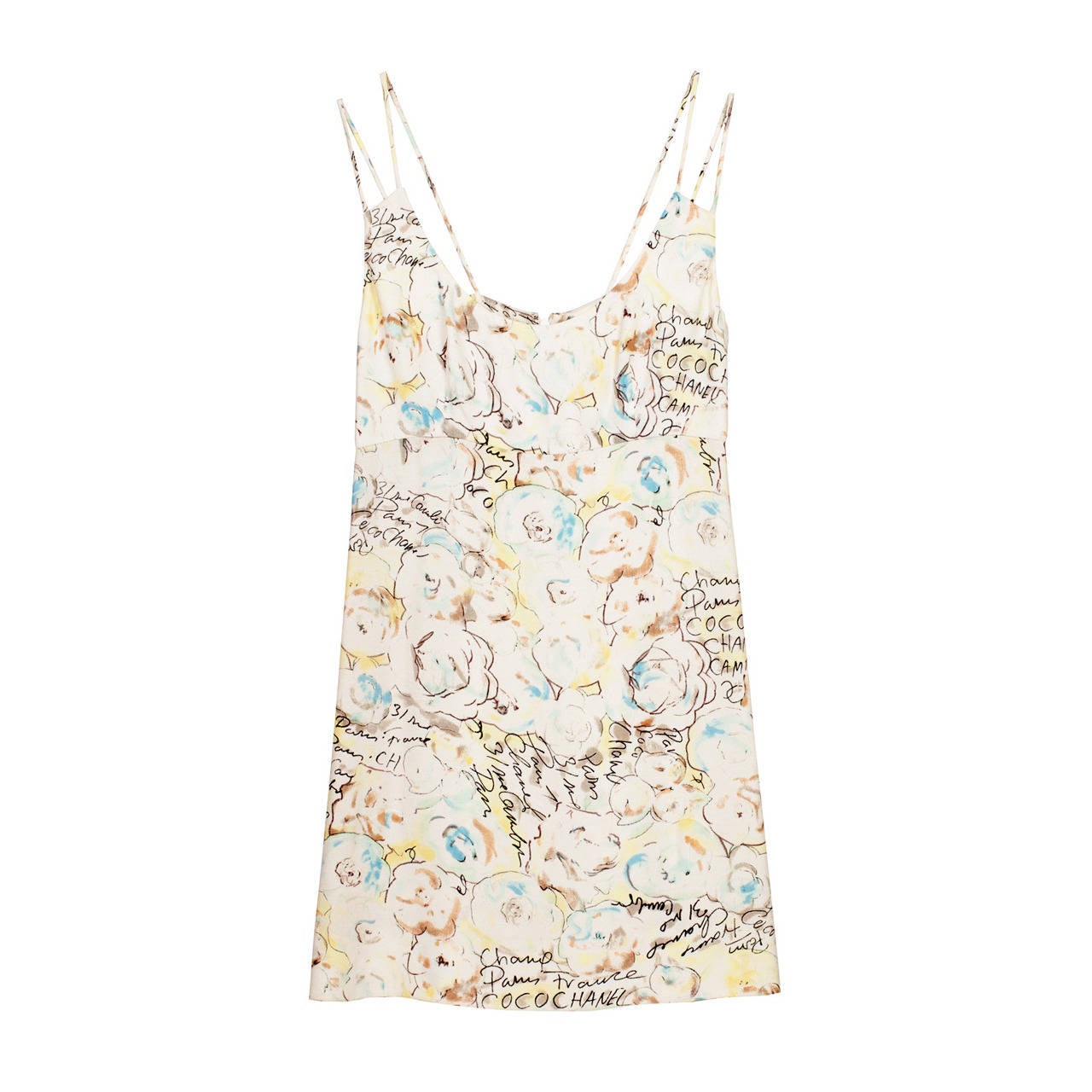 Chanel Pastel Camellia Print Mini Dress