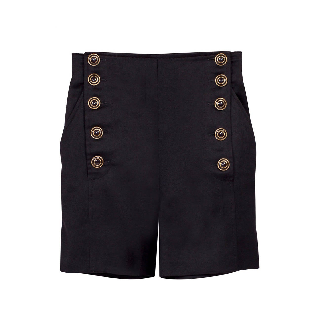 Versus Gianni Versace Black Marine High Waisted Shorts For Sale