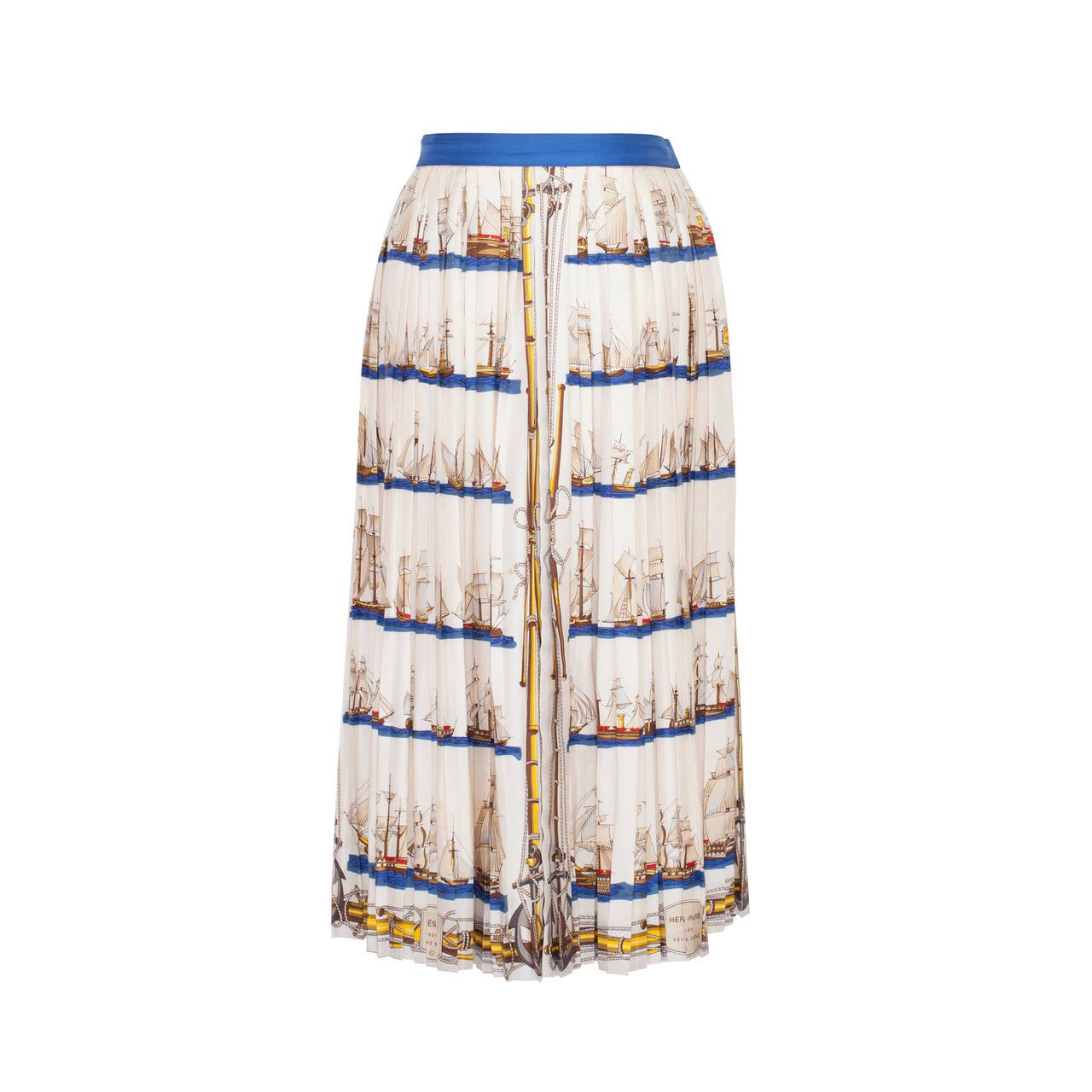 60s Hermes Yacht Silk Blouse Skirt Set In Good Condition For Sale In Berlin, DE
