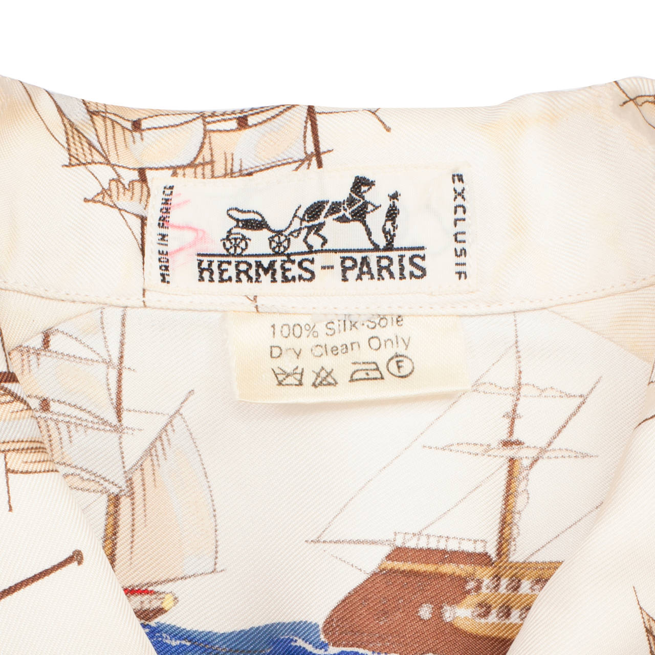 60s Hermes Yacht Silk Blouse Skirt Set For Sale 3