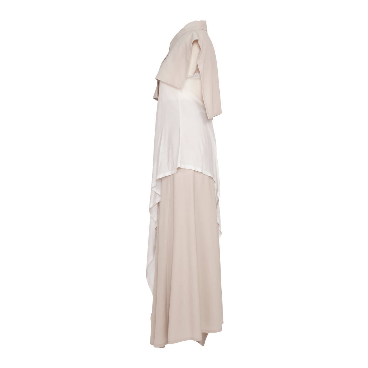 Yohji Yamamoto Light Beige Asymmetrical Ensemble  In Excellent Condition For Sale In Berlin, DE