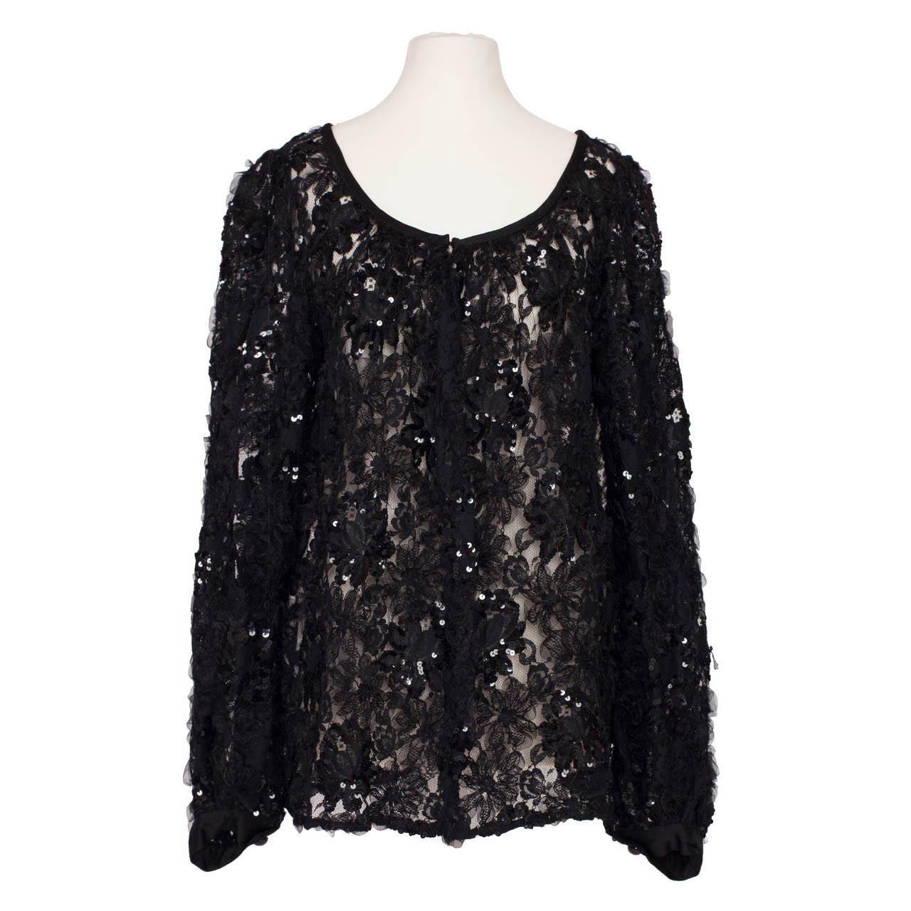 Yves Saint Laurent Black Lace Paillette Ensemble 70's at 1stDibs