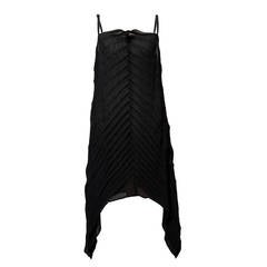 Issey Miyake Pleated Diagonal Top Black Tank Dress 7