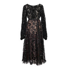 Yves Saint Laurent Black Lace Paillette Ensemble 70's