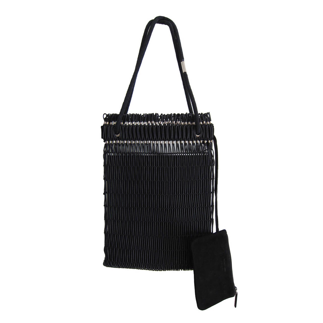 Helmut Lang Woven Tote Leather Black Purse 90's at 1stDibs