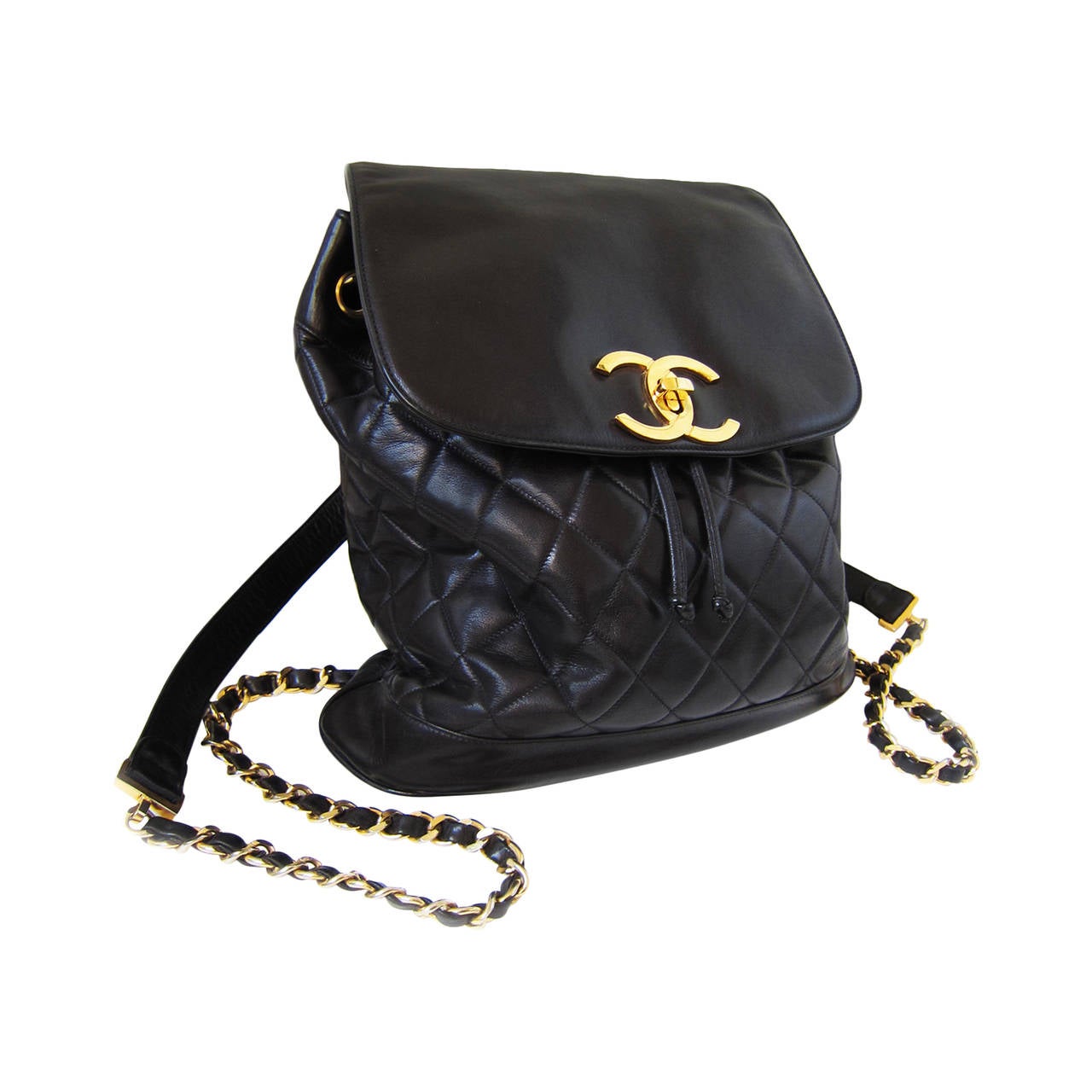 Chanel Black Quilted Backpack Chain 1985 at 1stDibs
