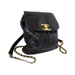 Chanel Black Quilted Backpack Chain 1985