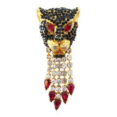 Gianni Versace Black Panther Pendent Head Clip 1990's 4