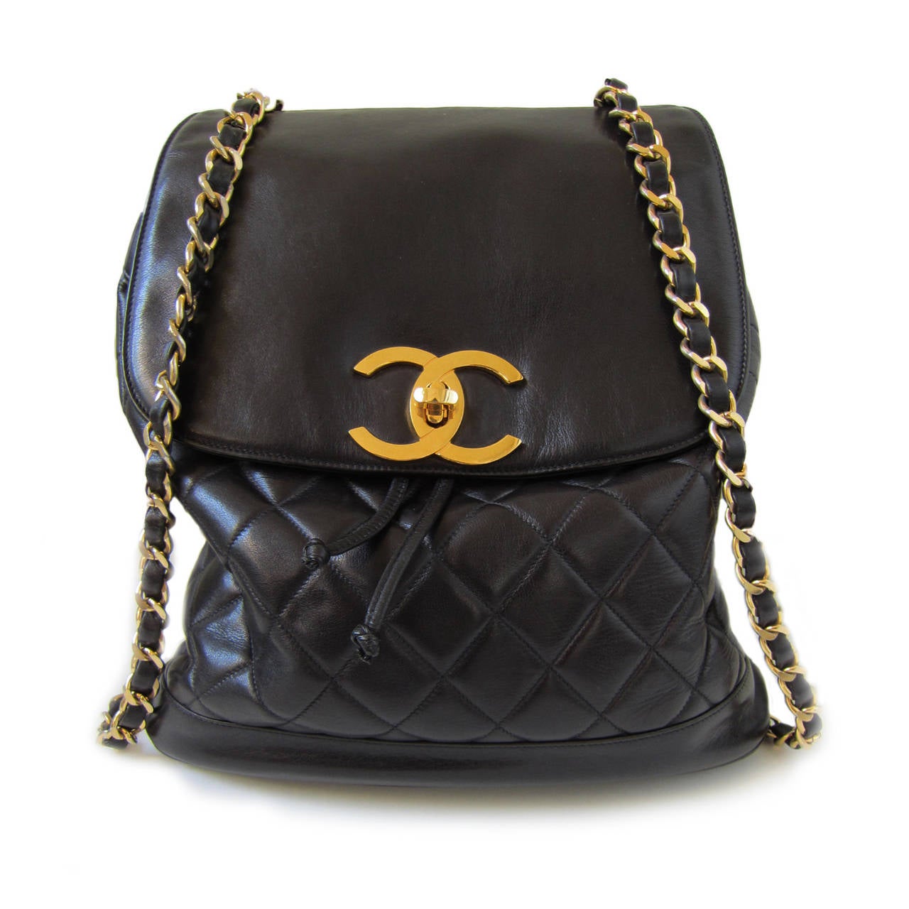 Chanel Black Quilted Backpack Chain 1985 1